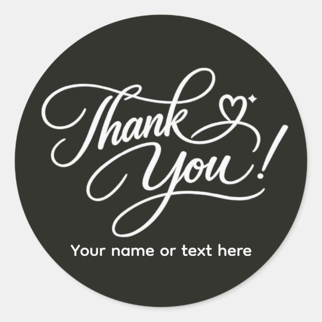 Pegatina Redonda Thank You elegant sticker (Anverso)