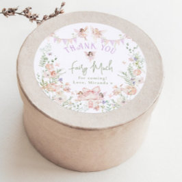Pegatina Redonda Thank you Fairy Much Fairy 1st Birthday Whimsical