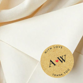 Pegatina Redonda Thank You faux glitter Round Sticker