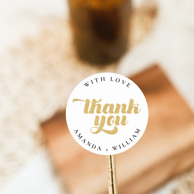 Pegatina Redonda Thank You faux glitter Round Sticker (Subido por el creador)