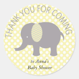 Pegatina Redonda Thank you for coming ELephant Baby Shower