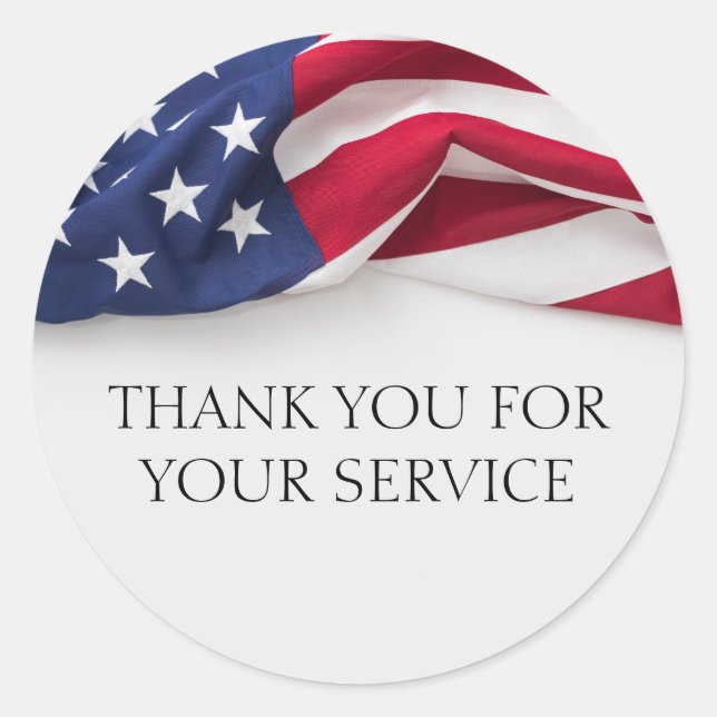 Pegatina Redonda Thank You For Service American Flag Patriotic (Anverso)