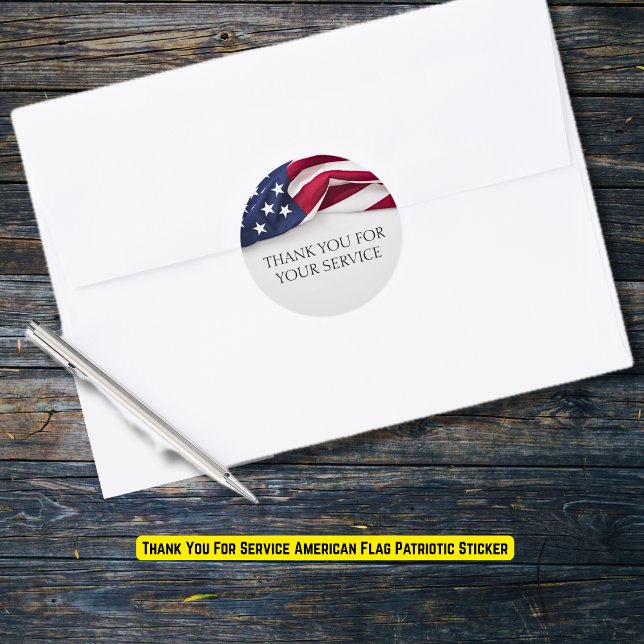Pegatina Redonda Thank You For Service American Flag Patriotic (Thank You For Service American Flag Patriotic Classic Round Sticker
)