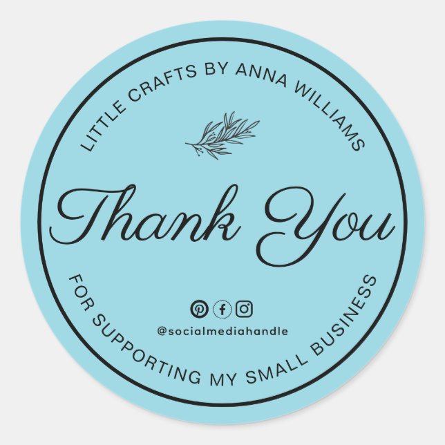 Pegatina Redonda Thank You For Supporting My Small Business (Anverso)