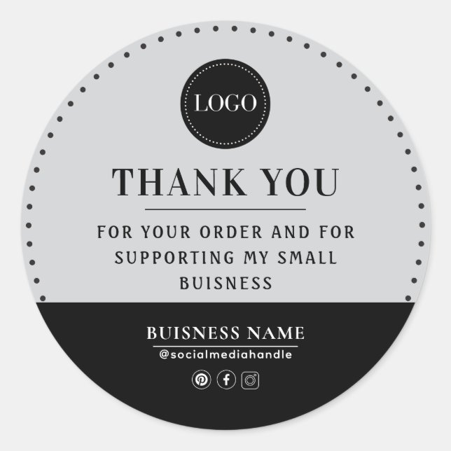 Pegatina Redonda Thank You For Supporting My Small Business Trendy (Anverso)