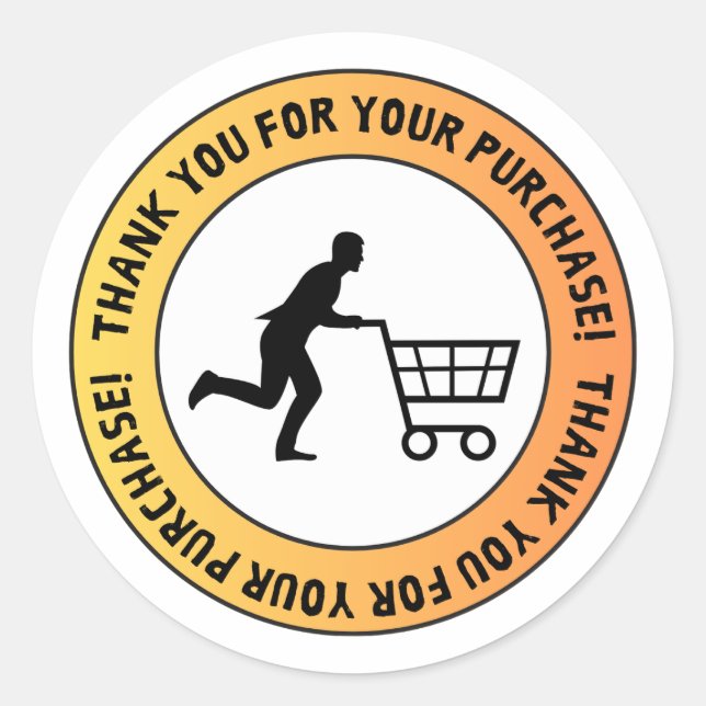 Pegatina Redonda Thank You for Your Purchase – Shopping Cart Sticke (Anverso)