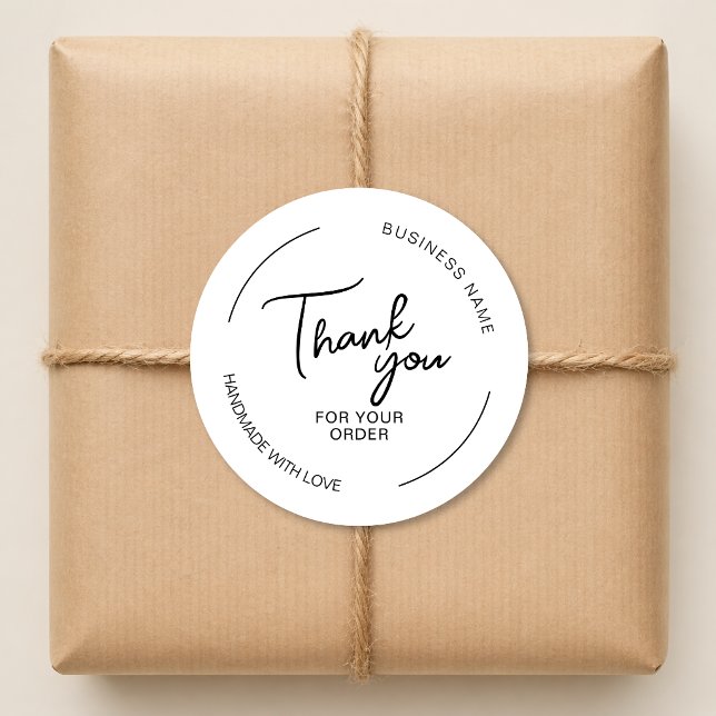 Pegatina Redonda Thank You Handmade with Love Business  (Thank You Handmade with Love Business Classic Round Sticker)