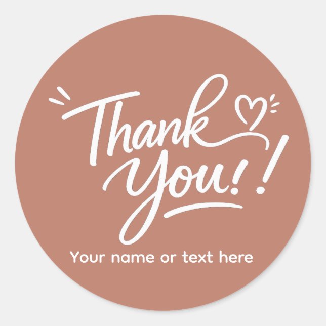 Pegatina Redonda Thank you! modern calligraphy Sticker (Anverso)