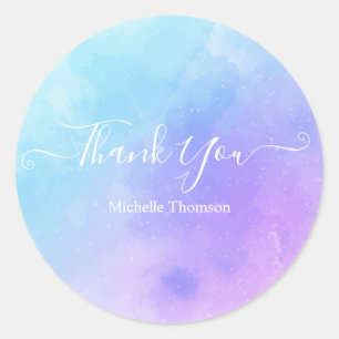 Pegatina Redonda Thank you nice and elegant watercolor typography