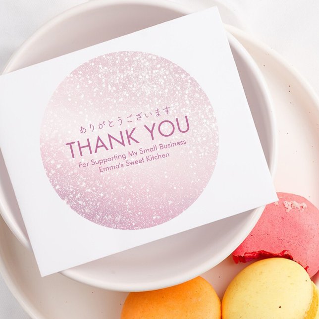 Pegatina Redonda Thank You Pink Glitter Sparkle Small Business (Subido por el creador)