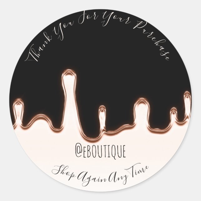 Pegatina Redonda Thank You Purchase Boutique Nails Handmade Modern (Anverso)