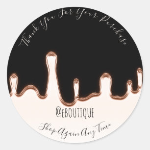 Pegatina Redonda Thank You Purchase Boutique Nails Handmade Modern