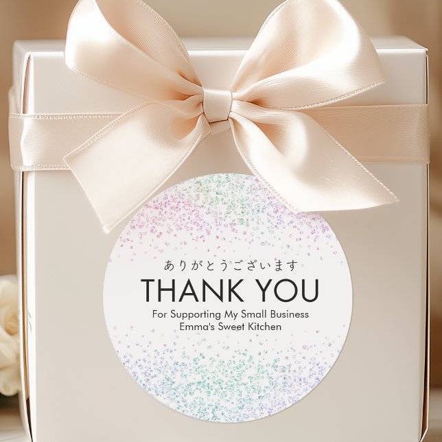 Pegatina Redonda Thank You Rainbow Glitter Sparkle Small Business (Subido por el creador)
