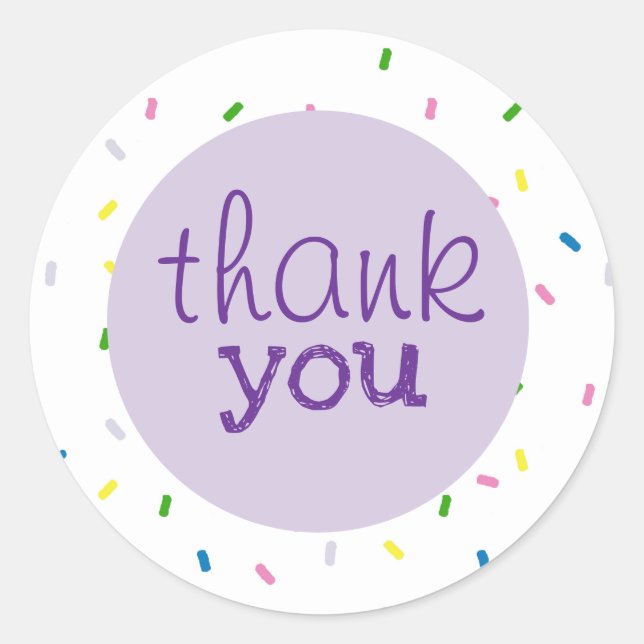 Pegatina Redonda Thank You Script Sprinkles Pattern (Anverso)