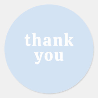 Pegatina Redonda Thank You Simple Retro Font Wedding Baby Blue