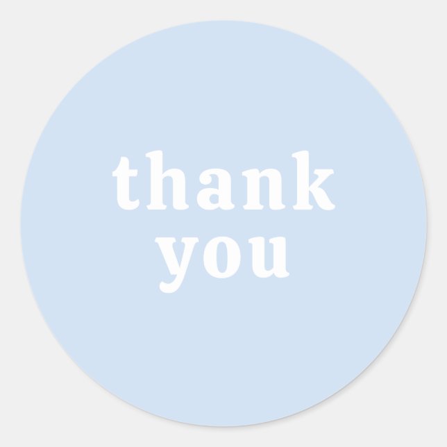 Pegatina Redonda Thank You Simple Retro Font Wedding Baby Blue (Anverso)