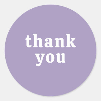 Pegatina Redonda Thank You Simple Retro Font Wedding Pretty Purple