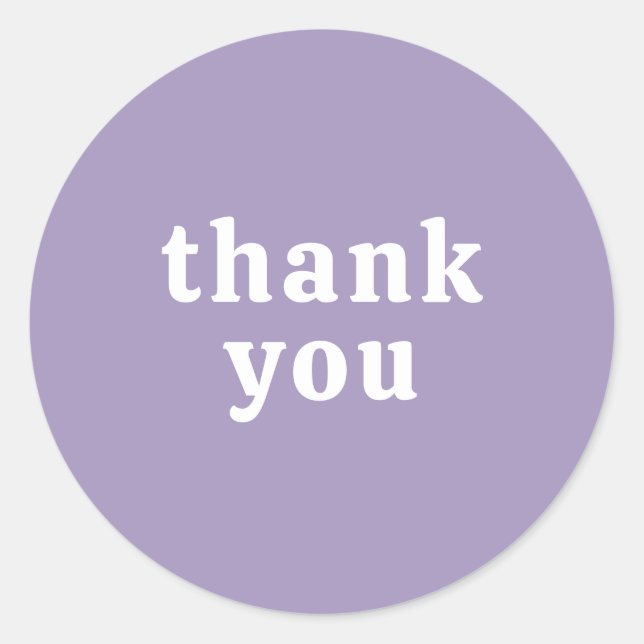 Pegatina Redonda Thank You Simple Retro Font Wedding Pretty Purple (Anverso)