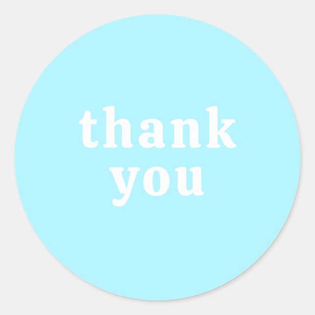 Pegatina Redonda Thank You Simple Retro Font Wedding Turquoise (Anverso)