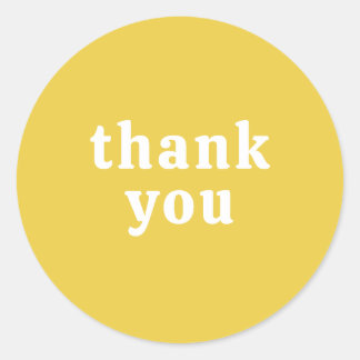 Pegatina Redonda Thank You Simple Retro Font Wedding Yellow Gold