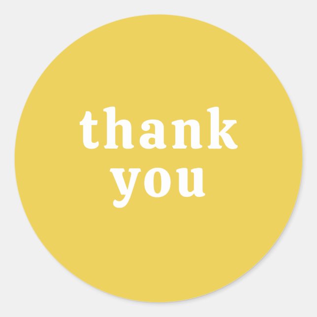 Pegatina Redonda Thank You Simple Retro Font Wedding Yellow Gold (Anverso)