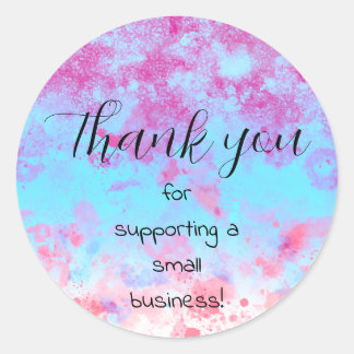 Pegatina Redonda Thank You Small Business Paint Splash Personalize