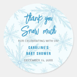 Pegatina Redonda Thank You Snow Much Snowflakes Boy Baby Shower