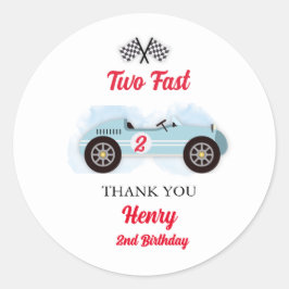 Pegatina Redonda Thank you Sticker, Birthday Too Fast, Vintage Race