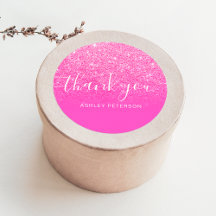 Thank you typography chic pink glitter ombre