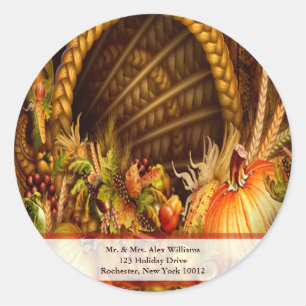 Pegatina Redonda Thankde Cornucopia Address Labels