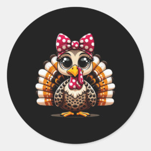 Pegatina Redonda Thankding Leopard Turkey Thankding Autumn Fa