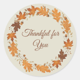 Pegatina Redonda Thankful for You Fall Thank You Cards