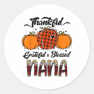 Pegatina Redonda Thankful Grateful Blessed Nana Plaid Thanksgiving