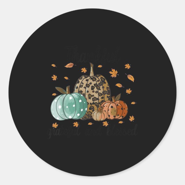 Pegatina Redonda Thankful Grateful Blessed Shirt For Women Funny Ch (Anverso)