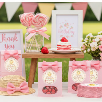 Pegatina Redonda Thanks for Helping Me Grow Garden party Strawberry