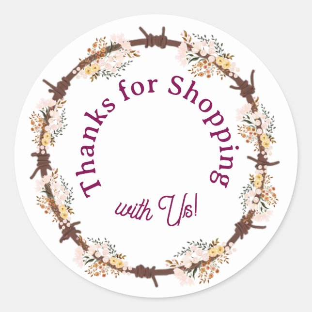 Pegatina Redonda Thanks for Shopping with Us! (Anverso)