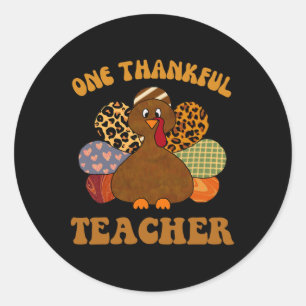 Pegatina Redonda Thanksgivi, Profesora De Agradecimientos Por Las M