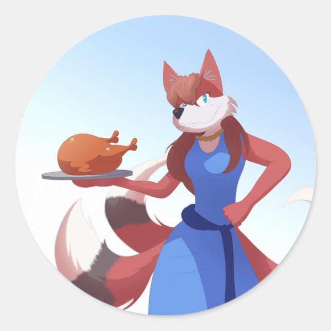 Pegatina Redonda Thanksgiving Anton's Mom (Anverso)