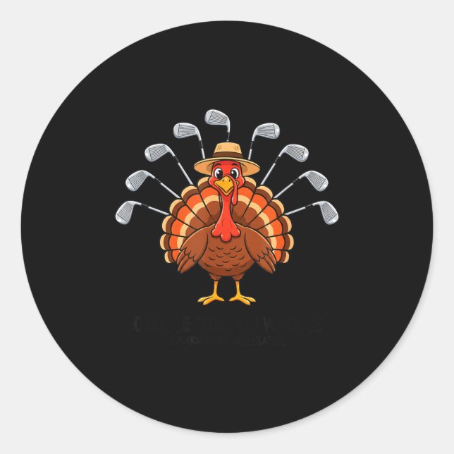 Pegatina Redonda Thanksgiving Golf Turkey Funny Turkey Day Golf Cli (Anverso)