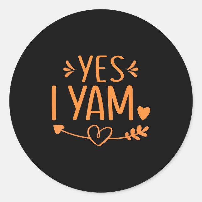 Pegatina Redonda Thanksgiving Matching Couples Outfit Sweet Tato Ye (Anverso)