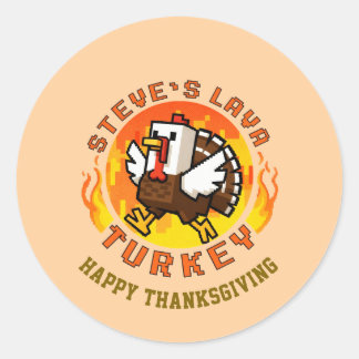 Pegatina Redonda Thanksgiving Steve's Lava Turkey Plate