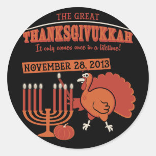 Pegatina Redonda 'Thanksgivukkah festivo
