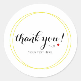 Pegatina Redonda Thankyou Minimalista Black Typography