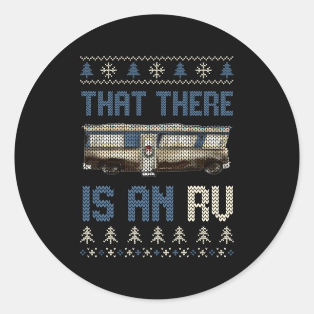 Pegatina Redonda That There Is An Rv Ugly Christmas Camng Holiday L (Anverso)