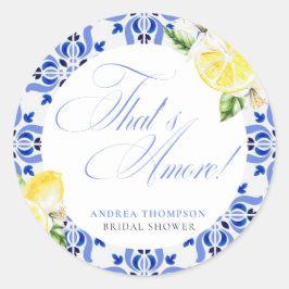 Pegatina Redonda That's Amore Limón Duchas Italianas Azul Despedida