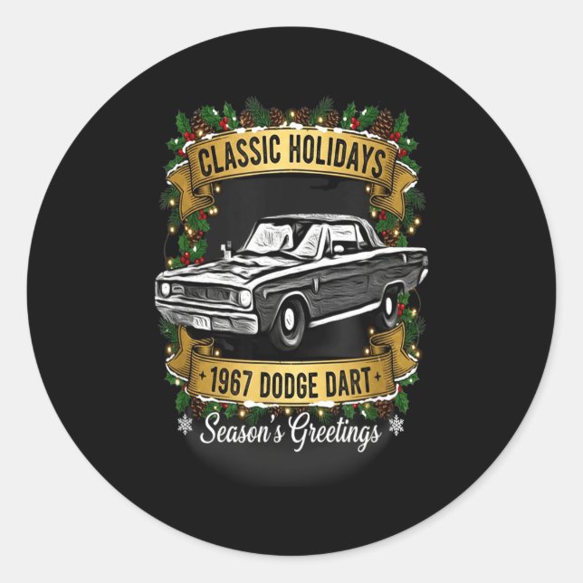 Pegatina Redonda The 1967 Dodge Dart Clic Holiday Cheer Apparel  (Anverso)