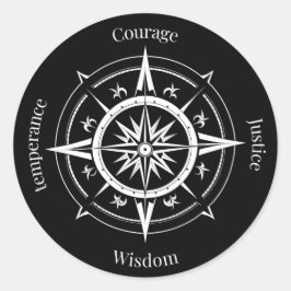 Pegatina Redonda The 4 Stoic Virtues Compass