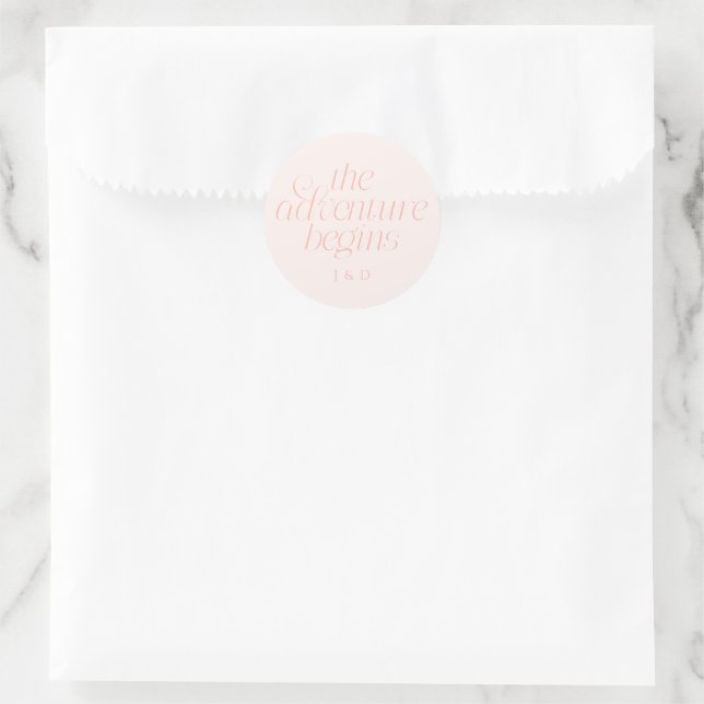 Pegatina Redonda The Adventure Begins Wedding Peach (Bolso)