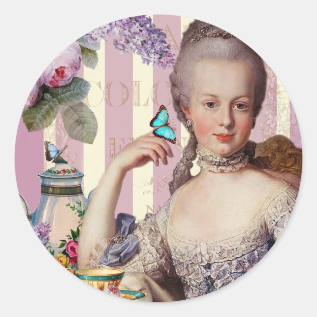 Pegatina Redonda Thé au Petit Trianon - rosa (Anverso)