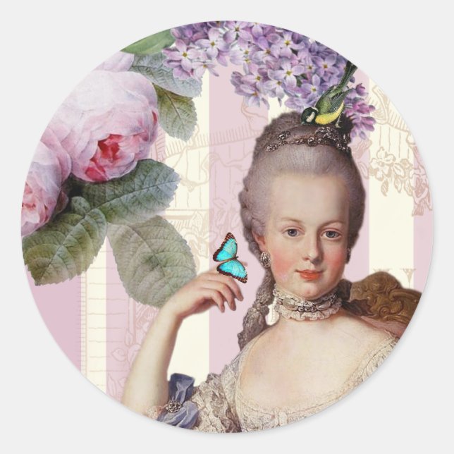 Pegatina Redonda Thé au Petit Trianon - rosa - diseño alt (Anverso)